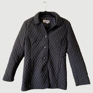 Marvin Richards Collared Long Sleeve Button Front Quilted Jacket Black Small